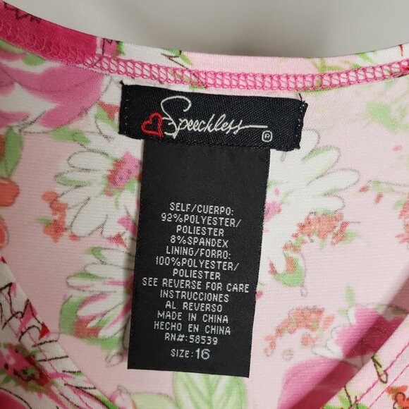 NWOT Speechless Girls 16 Pink Floral Sleeveless Dress Rare Vintage Stretch - Picture 5 of 9